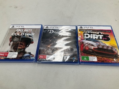 3 x PS5 Games (Call of Duty Black Ops Cold War, Demon’s souls and Dirt 5)