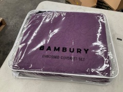 Bambury Embossed Coverlet Set Single - Purple - 3