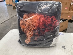 Bambury Printed Cushion +Throw Pack - Flaming Leopard - 2