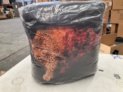 Bambury Printed Cushion +Throw Pack - Flaming Leopard - 4