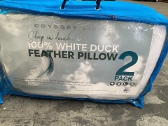 2 x Odyssey Living 100% White Duck Feather Pillow (2 pack) - 3