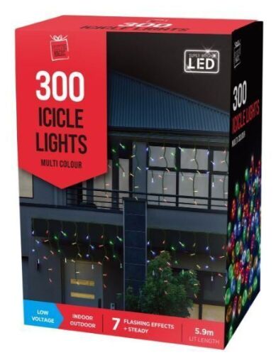12 x Multi Colour Christmas LED Icicles Flashing Lights