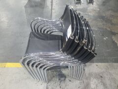 Stack of 7 Metal Chairs with Leather Seat and Backing (x1 Head of chair is broken, see images) - 2