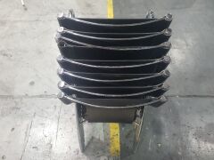 Stack of 7 Metal Chairs with Leather Seat and Backing (x1 Head of chair is broken, see images) - 4