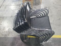 Stack of 7 Metal Chairs with Leather Seat and Backing (x1 Head of chair is broken, see images) - 5