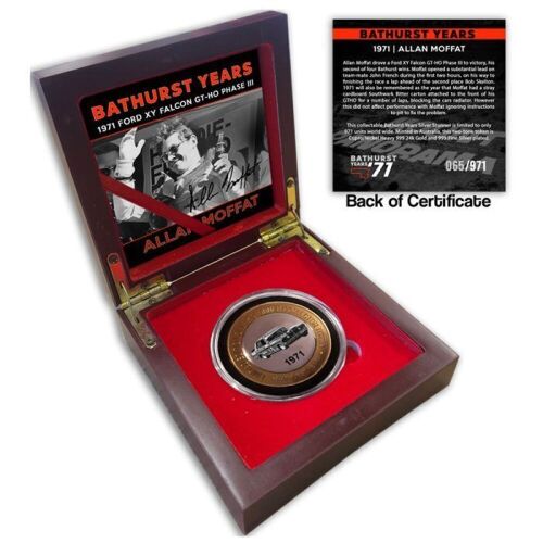 Allan Moffat Limited Edition Silver 1971 Bathurst Coin, Icons of Sport