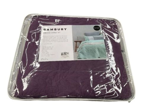 Bambury Embossed Coverlet Set Single - Purple