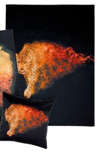 Bambury Printed Cushion +Throw Pack - Flaming Leopard