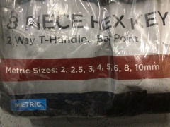 5x 2-10mm T-Handle Hex Key 8 Piece Metric Ball End - 6