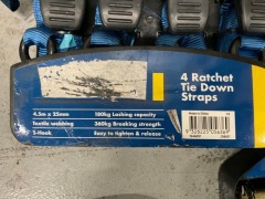 5x 180kg Ratged Ratchet Tie Down Straps (4 Pack) - 2