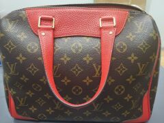 Louis Vuitton Red Leather and Monogram Canvas Retiro NM M50057 Bag - 2