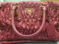 Prada Tessuto Gaufre Nylon Top Handle Fuchsia Pink Handbag B1336H - 2