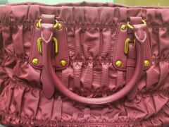 Prada Tessuto Gaufre Nylon Top Handle Fuchsia Pink Handbag B1336H - 3