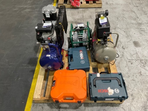 Pallet of Faulty Compressors and Assorted Power Tools