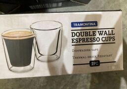 Tramontina 2pc 85ml Double Wall Espresso Cups and 2pc 250ml Double Wall Coffee Cups - 2