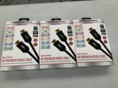 3x Monster Cable Platinum 1.5m 4K Premium HDMI Cable MCHDMI4001-5 - 2