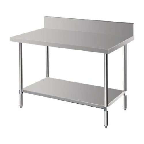 Stainless Steel Kitchen Work Bench On Castors W/Splash Back