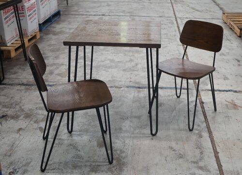 Cafe Ideas Hairpin Cafe Tabletop W/ 2 X Matching Chairs