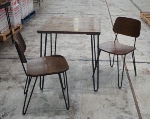 Cafe Ideas Hairpin Cafe Tabletop W/ 2 X Matching Chairs