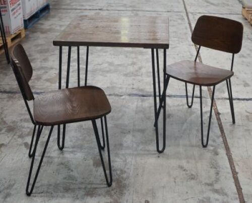 Cafe Ideas Hairpin Cafe Tabletop W/ 2 X Matching Chairs