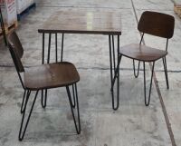 Cafe Ideas Hairpin Cafe Tabletop W/ 2 X Matching Chairs