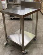 Stainless Steel Kitchen Work Bench On Castors W/Splash Back - 2