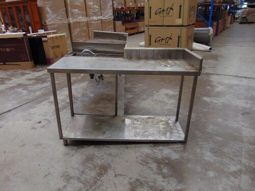 Stainless Steel Wet Area L Shape Bench 2850X1600X1200 With 160Mm Splash Back