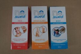 No More Sweat Hands & Feet x3, No More Sweat Face x1, No More Sweat Body x3 - NSW PICK UP ONLY