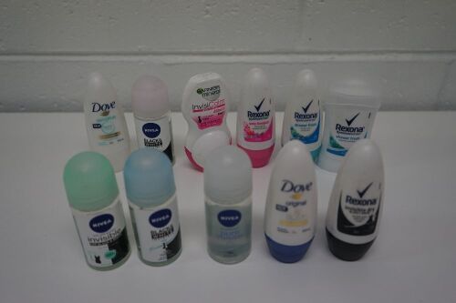 Approx. 47 mixed Brand Women's Roll-on Anti-perspirant incl. Rexona, Nivea, Dove & Garnier - NSW PICK UP ONLY