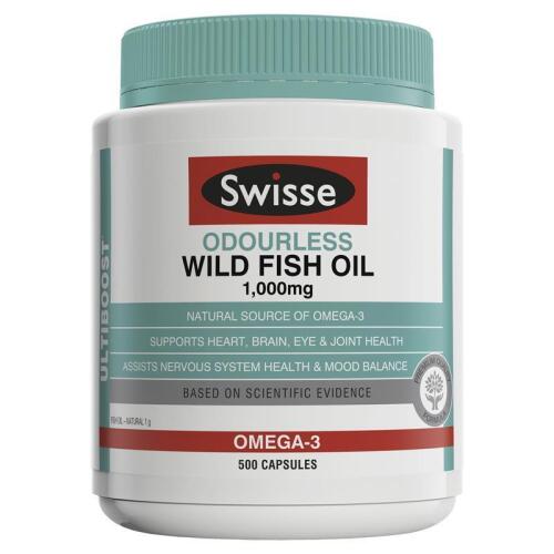 5x Swisse Ultiboost Odourless Wild Fish Oil 1000mg 500 Capsules