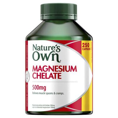 Natures Own Magnesium Chelate 500mg 250 Capsules Exclusive Size x7
