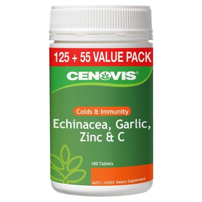 Cenovis Echinacea Garlic Zinc & C Value Pack 180 Tablets Exclusive x3