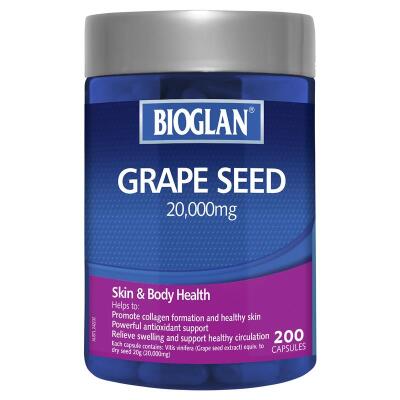 Bioglan Grape Seed 20000mg 200 Capsules x4