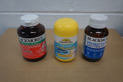 Blackmores Glucosamine + Fish Oil x6, Nature's Way Vita Gummies Calcium x2, Blackmores Probiotics Daily Health 90 Capsules x2