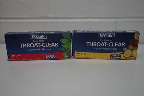 Bioglan Throat Clear Original 20 Lozenges x6, Bioglan Throat Clear Honey & Lemon 20 Lozenges x2