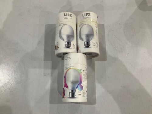 LIFX Colour 1000 Lumens B22 L3A19MC08B22 and 2 x LIFX Mini White WiFi LED E27 Smart Light Bulb L3A19MW08E27