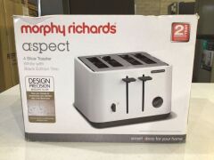 Morphy Richards Aspect Chrome Trim 4 Slice Toaster White 240024 - 2