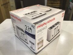 Morphy Richards Aspect Chrome Trim 4 Slice Toaster White 240024 - 3