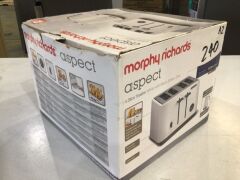 Morphy Richards Aspect Chrome Trim 4 Slice Toaster White 240024 - 4