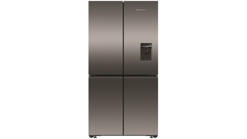 Fisher & Paykel 538L Recessed Handle Quad Door Fridge with Ice & Water Dispenser - Black Stainless Steel RF605QNUVB1