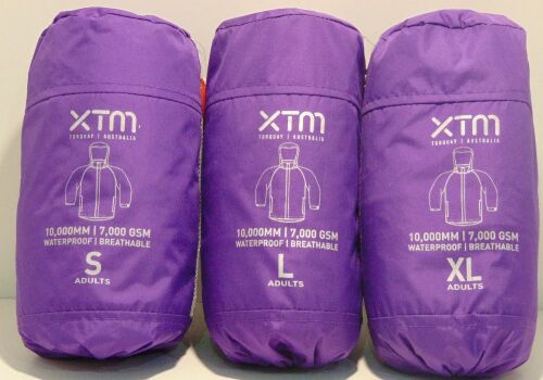 3 x XTM Stash Rain Jackets - 1 x Purple [Size: Small] (R0008-PUR-S)1 x Purple [Size: Large] (R0008-PUR-L) 1 x Purple [Size: XL] (RU008-PUR-XL)
