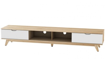 AVS Superlow 2000mm TV/AV Cabinet - Sonoma Oak Light/White Gloss SL2000SOWS