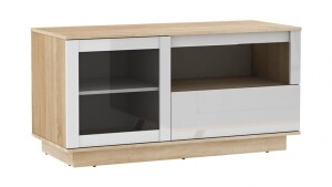 AVS Oak Lowboy 1200mm TV/AV Cabinet - Sonoma Oak Light/White Gloss OLB1200SOW