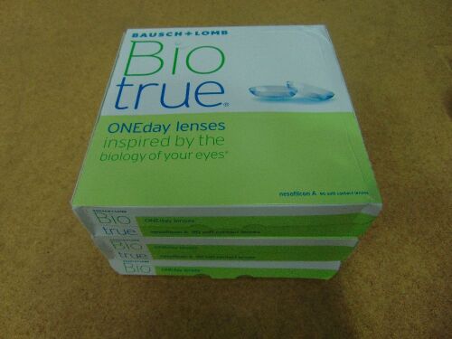 3 x Bausch & Lomb BioTrue ONEday Lenses 90-pack -3.00 Exp. 2020/12
