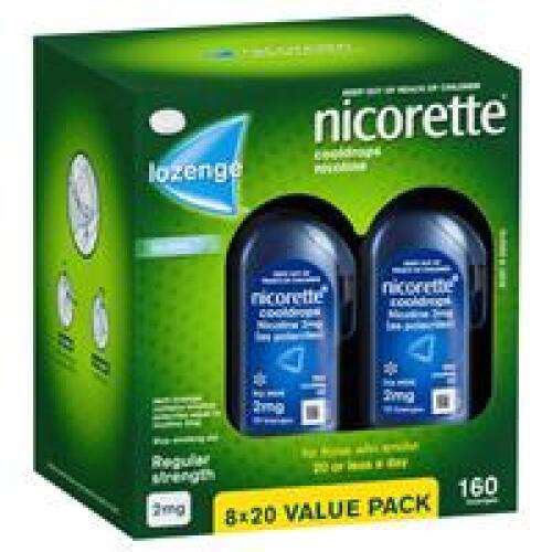 3 x Nicorette Quit Smoking Cooldrops Lozenges Regular Strength Icy Mint 2mg 160 Pieces