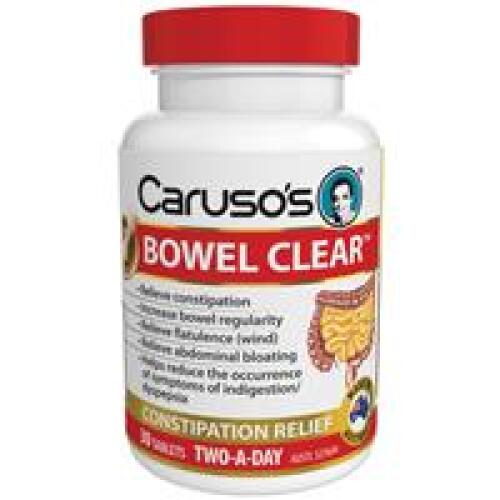 6 x Carusos Natural Health Quick Cleanse Bowel Clear 30 Tablets