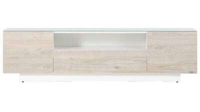 Sonorous 1800mm Cabinet - White/Walnut, LB1830GWHTSCO