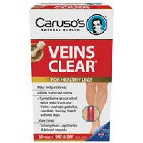 3 x Carusos Natural Health Veins Clear 60 Tablets