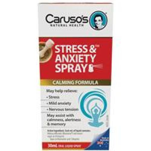 4 x Carusos Natural Health Stress and Anxiety Spray 30ml