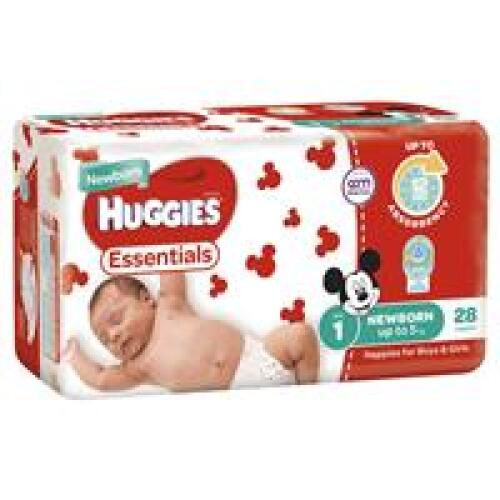 6 x Huggies Essentials Size 1 Newborn up to 5kg 28 Nappies